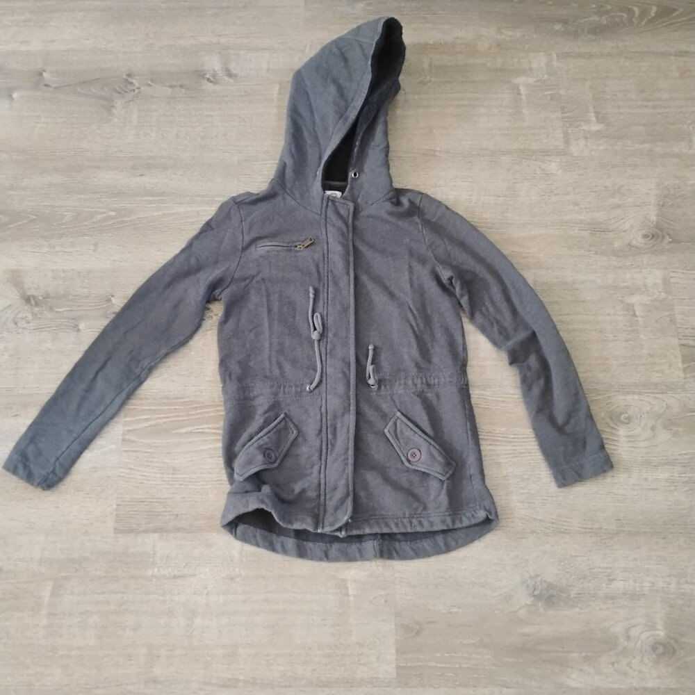 Lucky Brand Sherpa Lined Utility Hoodie Jacket - Charcoal Grey - XS